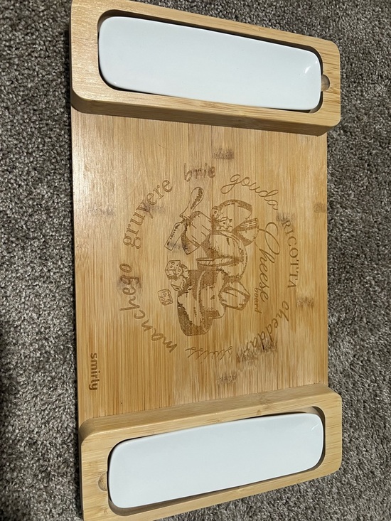 Smirly Other - Smirly Small Bamboo Cheese Charcuterie Board with White Ceramic Dishes